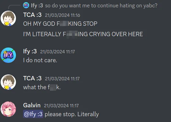 Me begging Matheus to stop, and Matheus saying he doesn't care